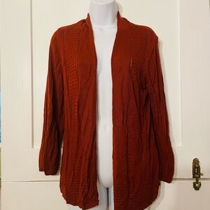 Dressbarn Brown Cardigan Open Front Long Sleeve